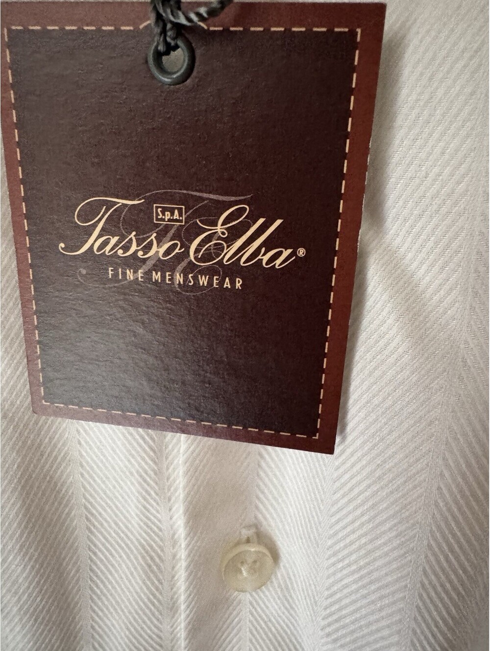 Tasso Ella,Mens Off White Dress shirt Size Large, Herringbone Pattern - Picture 3 of 7